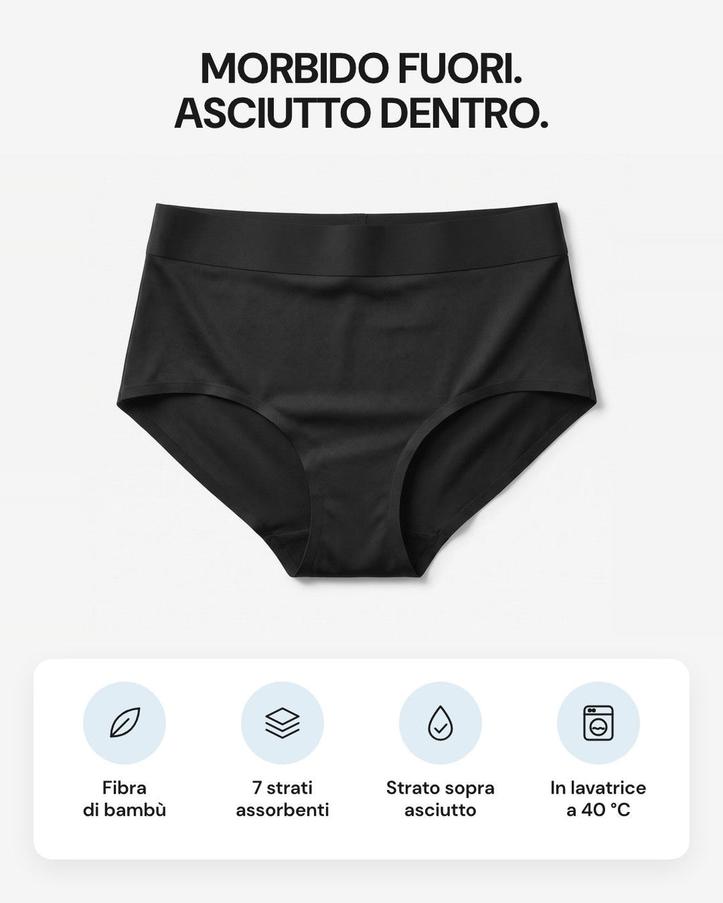 Slip LEIDRY™ Giorno: fibra di bambù, 7 strati assorbenti, strato sopra asciutto, in lavatrice a 40 °C
