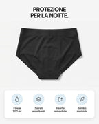 Slip LEIDRY™ Notte: fino a 300 ml, 7 strati assorbenti, inserto removibile, bambù morbido