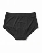 Slip assorbente LEIDRY™ Notte nero a vita alta, su fondo bianco